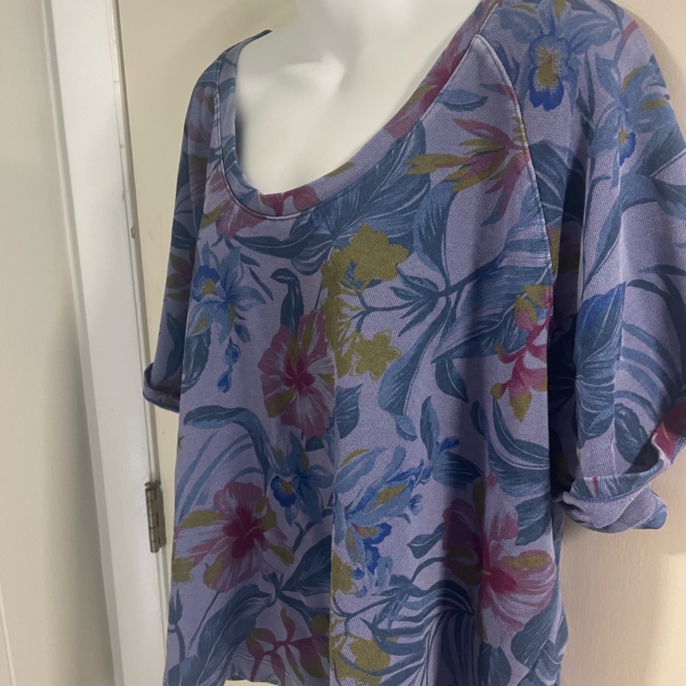 Old Navy Floral Short Sleeve Top - Blue and Pink